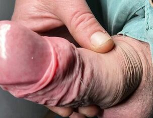 Foreskin close up completing with money-shot