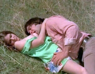 Fellow Attempts to Entice young woman in Meadow (1970s